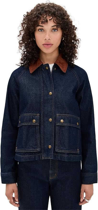 Madewell, Madewell Women&#039;s Denim Trapeze Jacket, Rinse Wash, Blue, M
