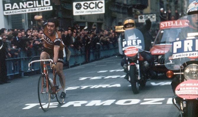 Eddy Merckx won Milan-San Remo seven times in Via Roma