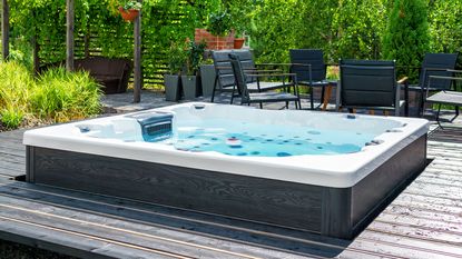 large hot tub on a deck