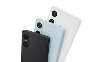 Sony Xperia 10 VI in black, blue and white on a white background