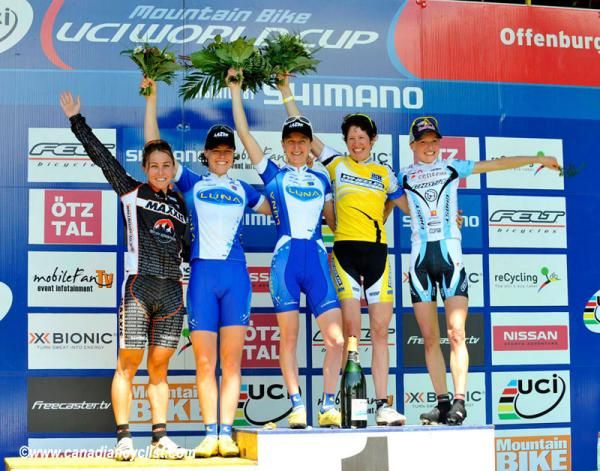 Elite women's podium: Premont, Gould, Pendrel, Suss, Osl.