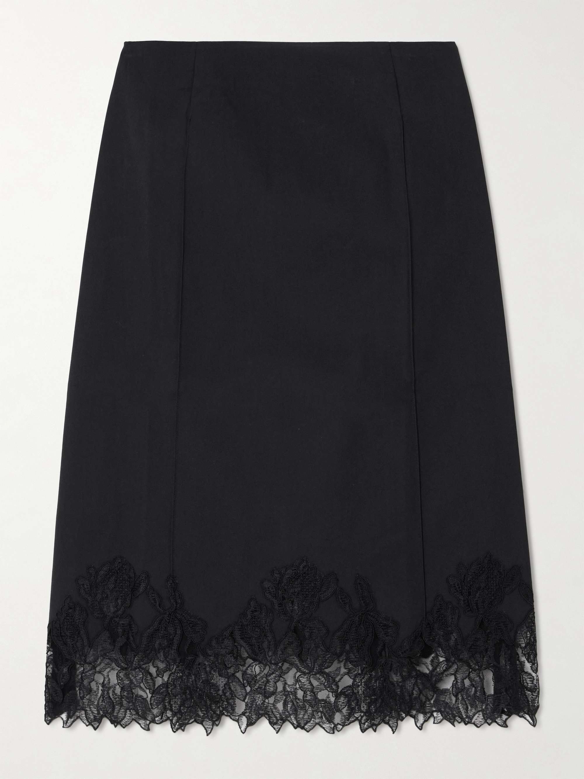 Elsain Corded Lace-Trimmed Cotton-Blend Midi Skirt