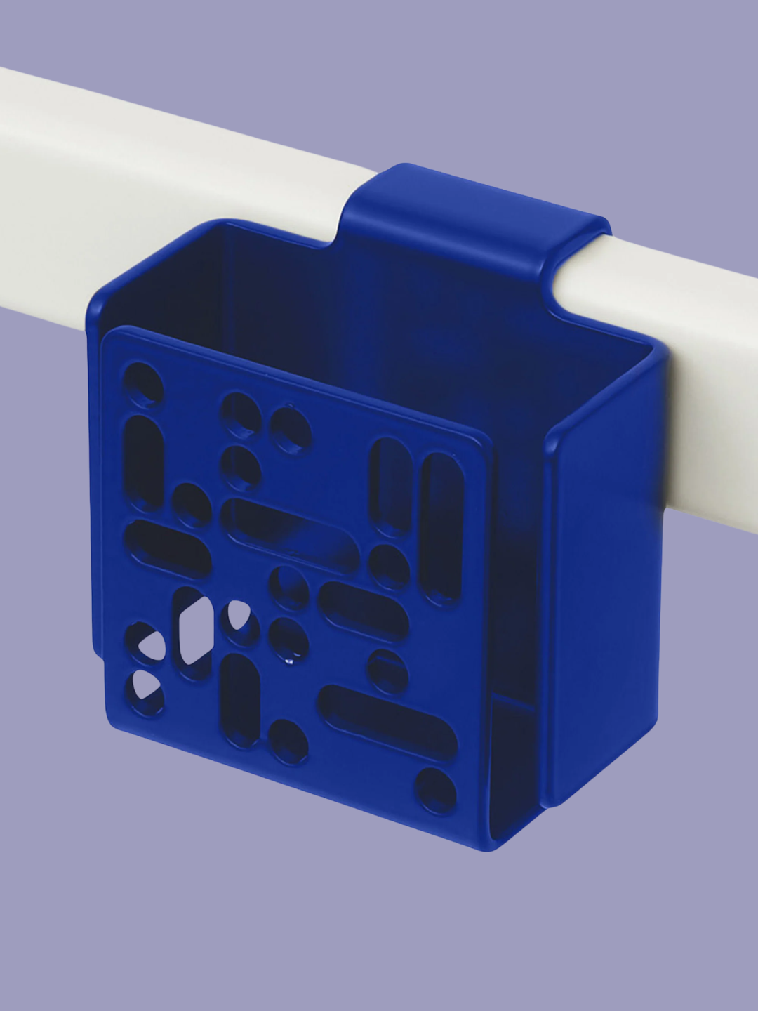 A cobalt blue remote holder from Pedestal