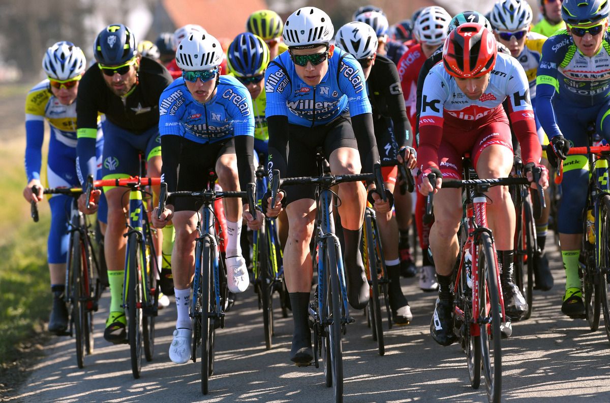 Wout Van Aert at the head of the peloton