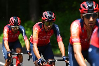 Egan Bernal in action at the Criterium du Dauphine