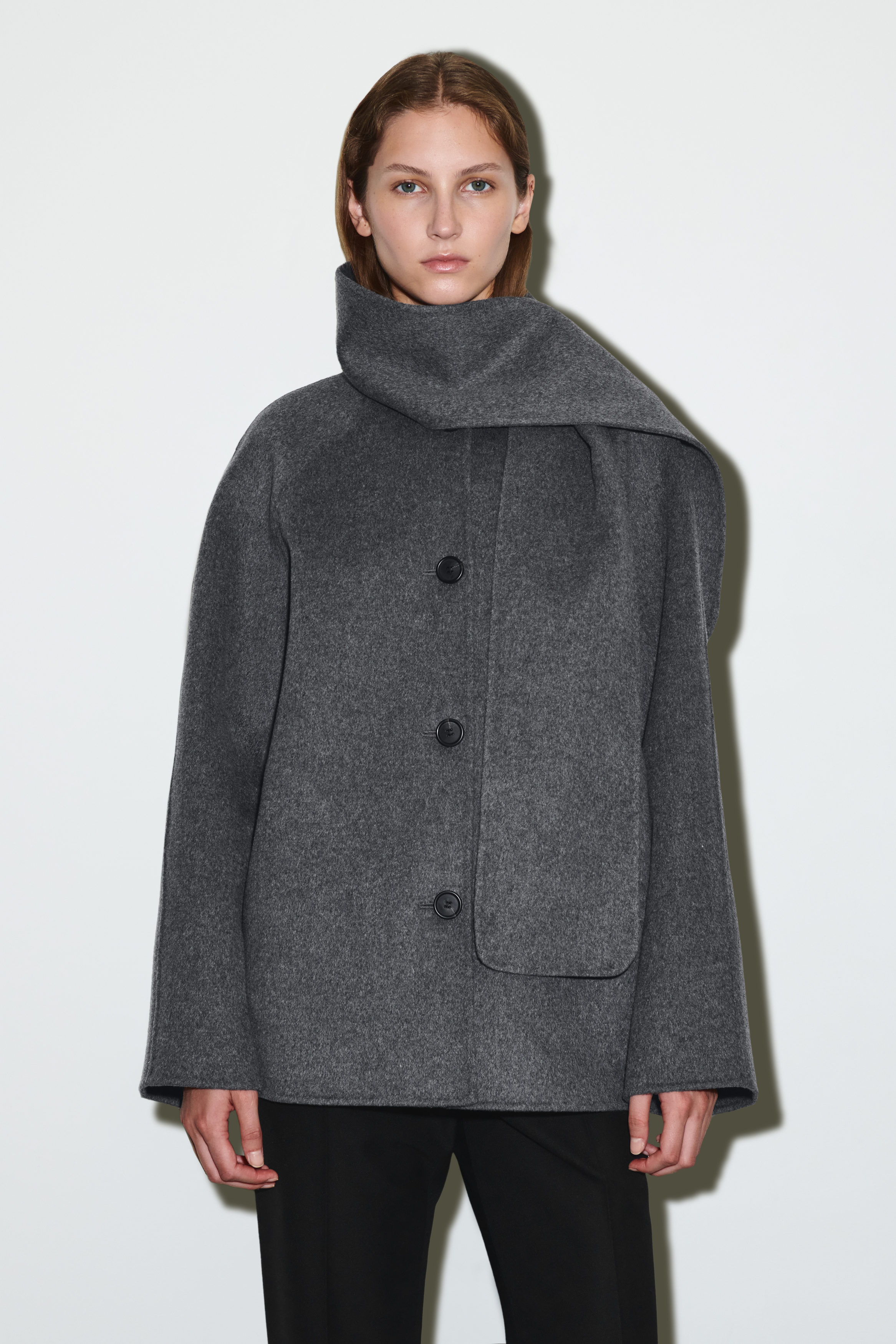 Double-Faced Wool Scarf Jacket