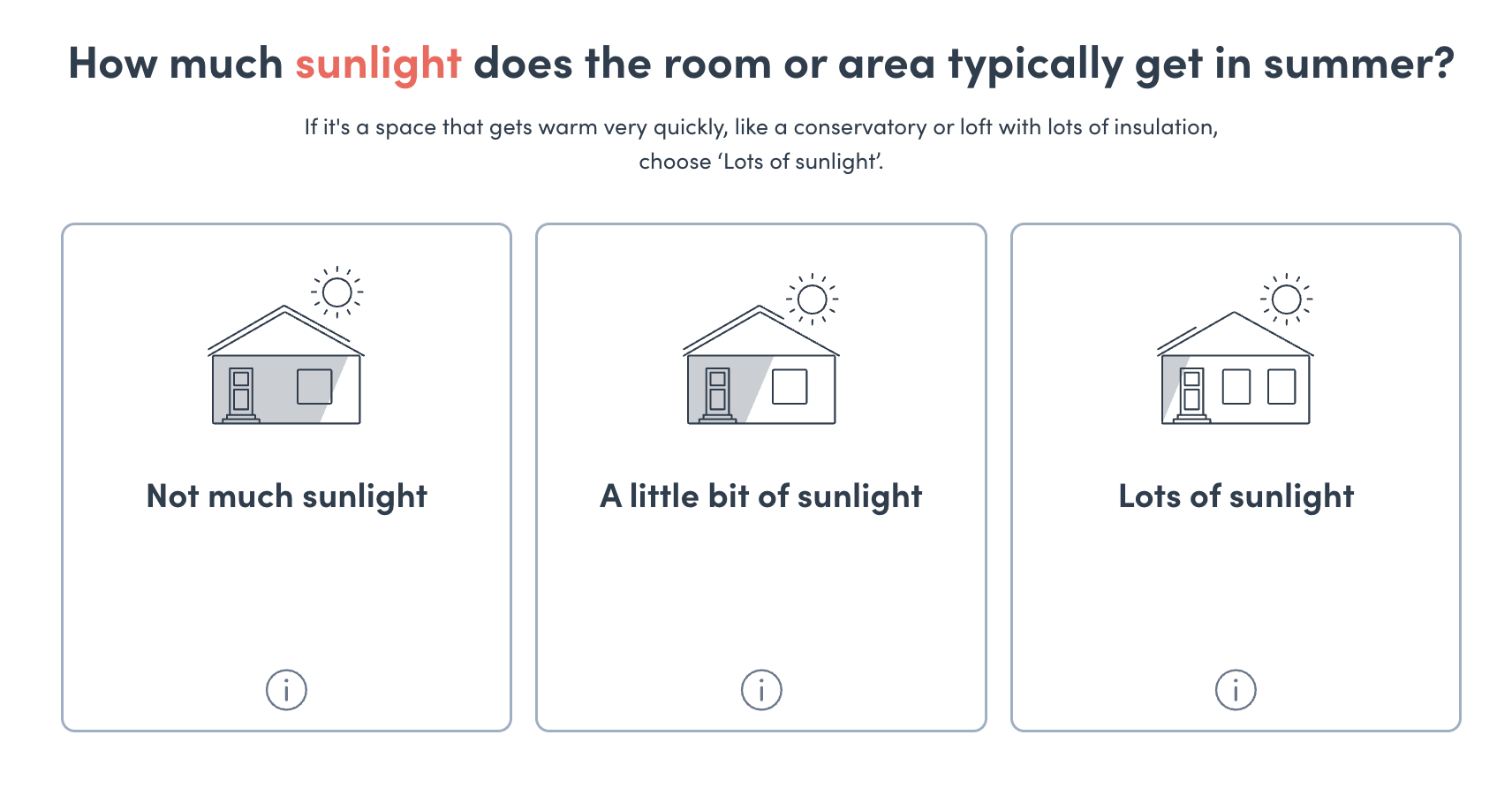 Example questions from the ordering process of BOXT air conditioning