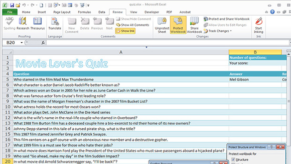 Excel Quiz Template