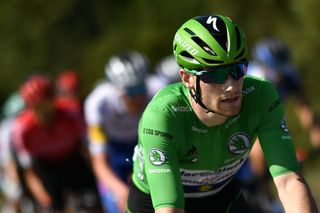 Team Deceuninck-QuickStep rider Sam Bennett wearing the best sprinters green jersey rides during the 15th stage of the 107th edition of the Tour de France cycling race 175 km between Lyon and Grand Colombier on September 13 2020 Photo by Marco Bertorello AFP Photo by MARCO BERTORELLOAFP via Getty Images