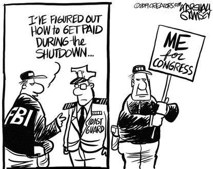 Political cartoon U.S. government shutdown federal workers