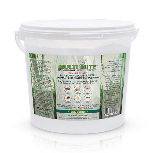 Multi-Mite 2kg Bucket Feed Grade Diatomaceous Earth - Red Mite, Fleas & All Animal Lice Control Powder - 100% Natural Insect Killer Pest Mite Treatment : Amazon.co.uk: Garden