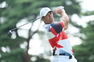 Paul Casey hits a tee shot at the 2021 Olympics