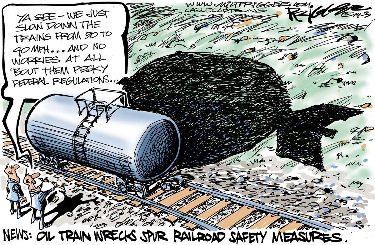 Editorial cartoon U.S. oil trains regulations