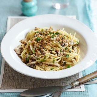 Sardine Spaghetti with Lemon and Black Pepper Crumb