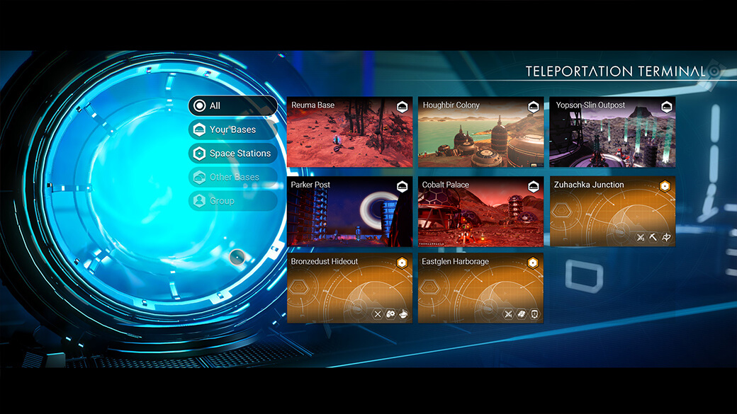 The teleporter interface has been updated, letting you know more about your intended destinations before choosing one.