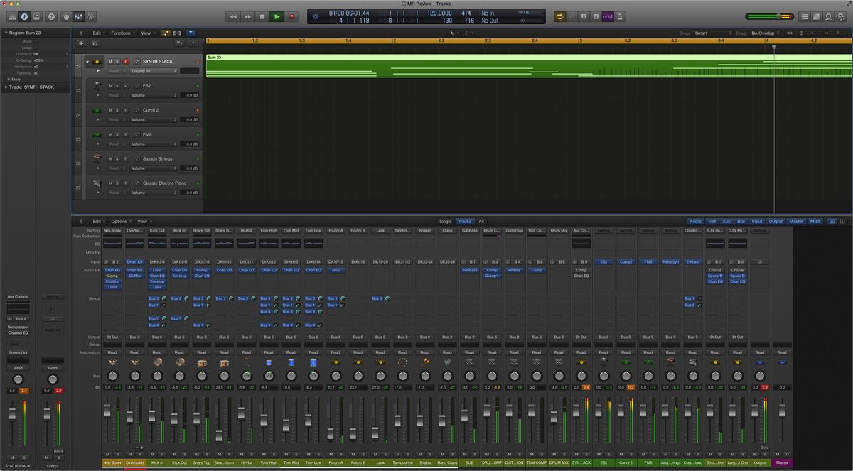 A Summing Stack mixes the output of all contained tracks to a bus.