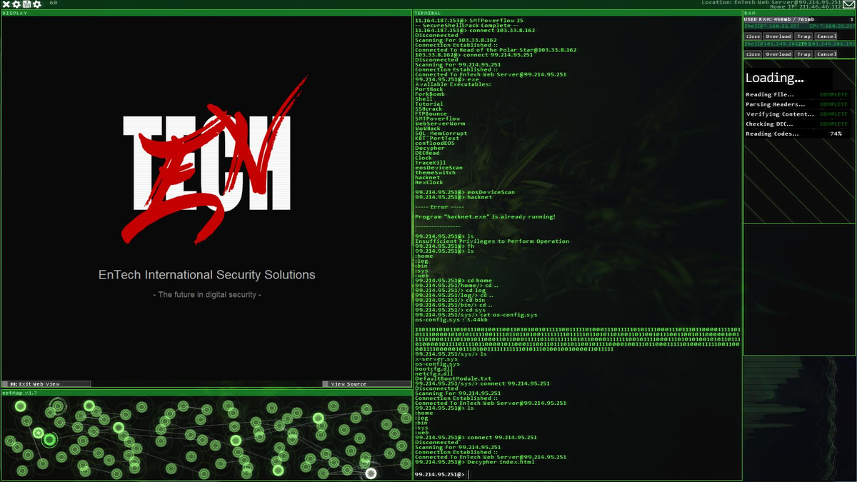 Hacknet is a hacking game with 