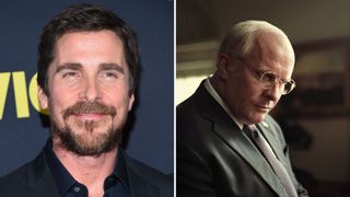 L- Christian Bale, R-Christian Bale as Dick Cheney