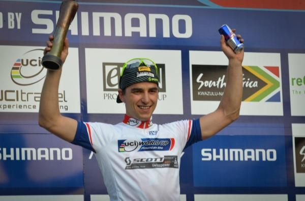 Nino Schurter (Scott-Swisspower) in the UCI World Cup leader's jersey.