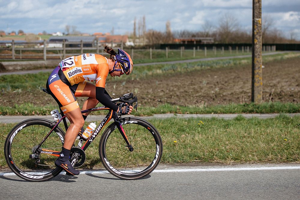 Chantal Blaak (Boels-Dolmans) launches a solo attack to win Gent-Wevelgem Women