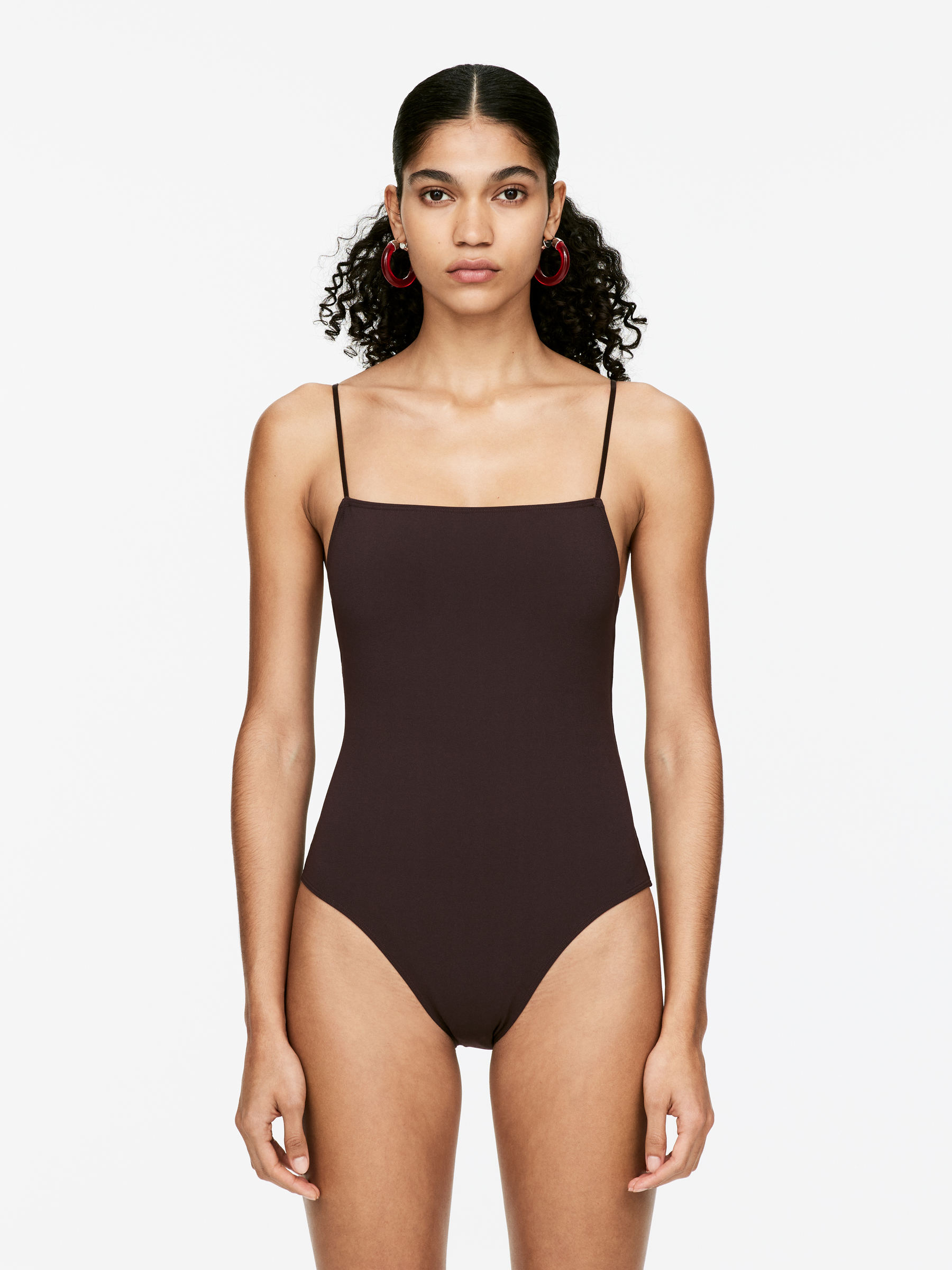 Square-Neck Swimsuit 
 Dark Brown 
 Women 
 Arket Gb