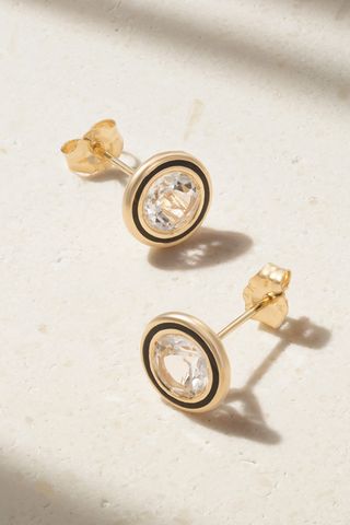 Madison 14-Karat Gold, Laboratory-Grown Topaz and Enamel Earrings