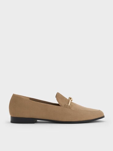 Faux Suede Metallic Knot-Bar Loafers