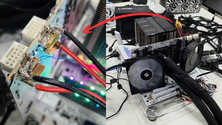 Soldering power wires directly to the PCB of an RTX 5090