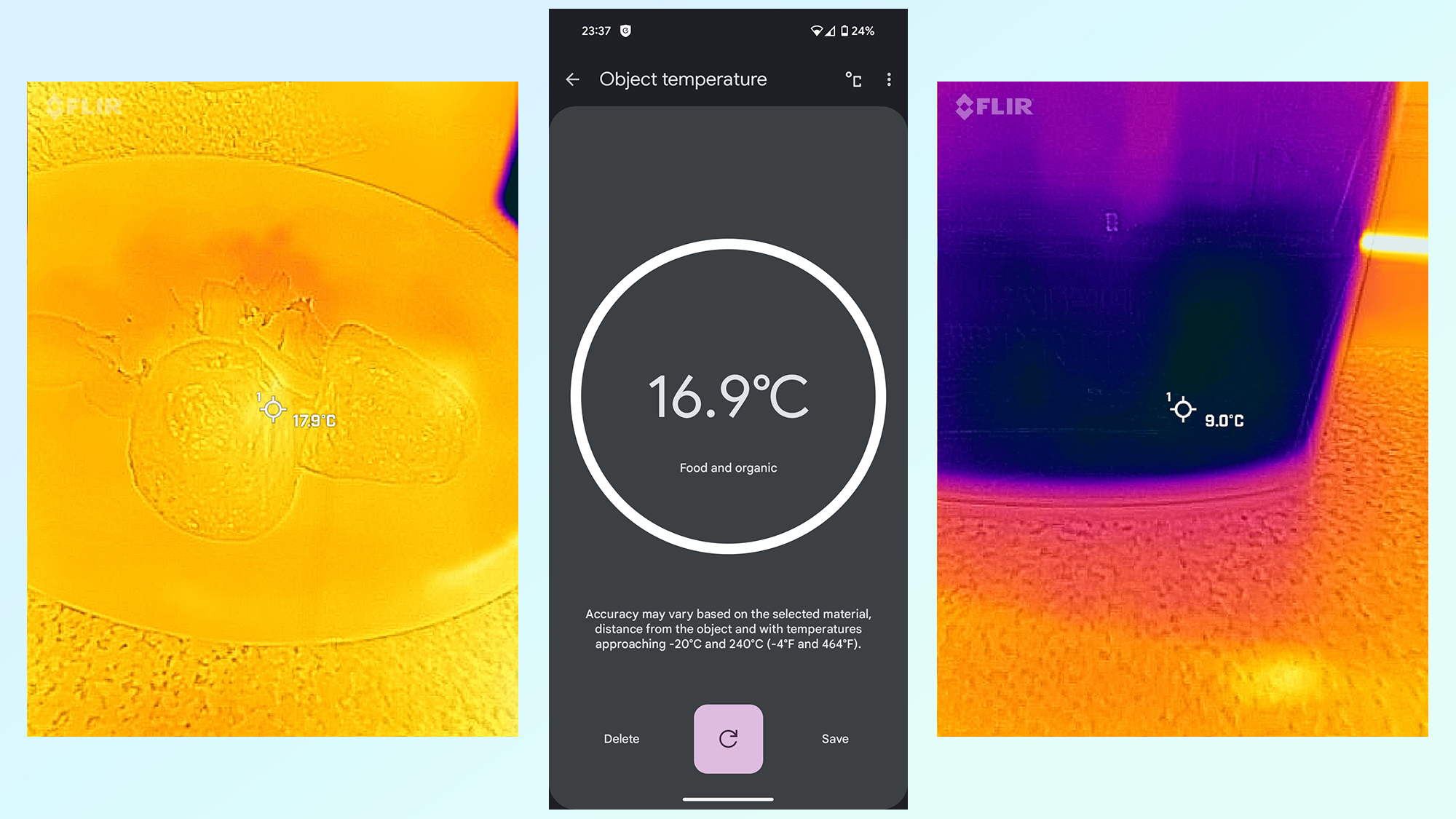 google pixel 9 pro temperature app vs flir thermal camera