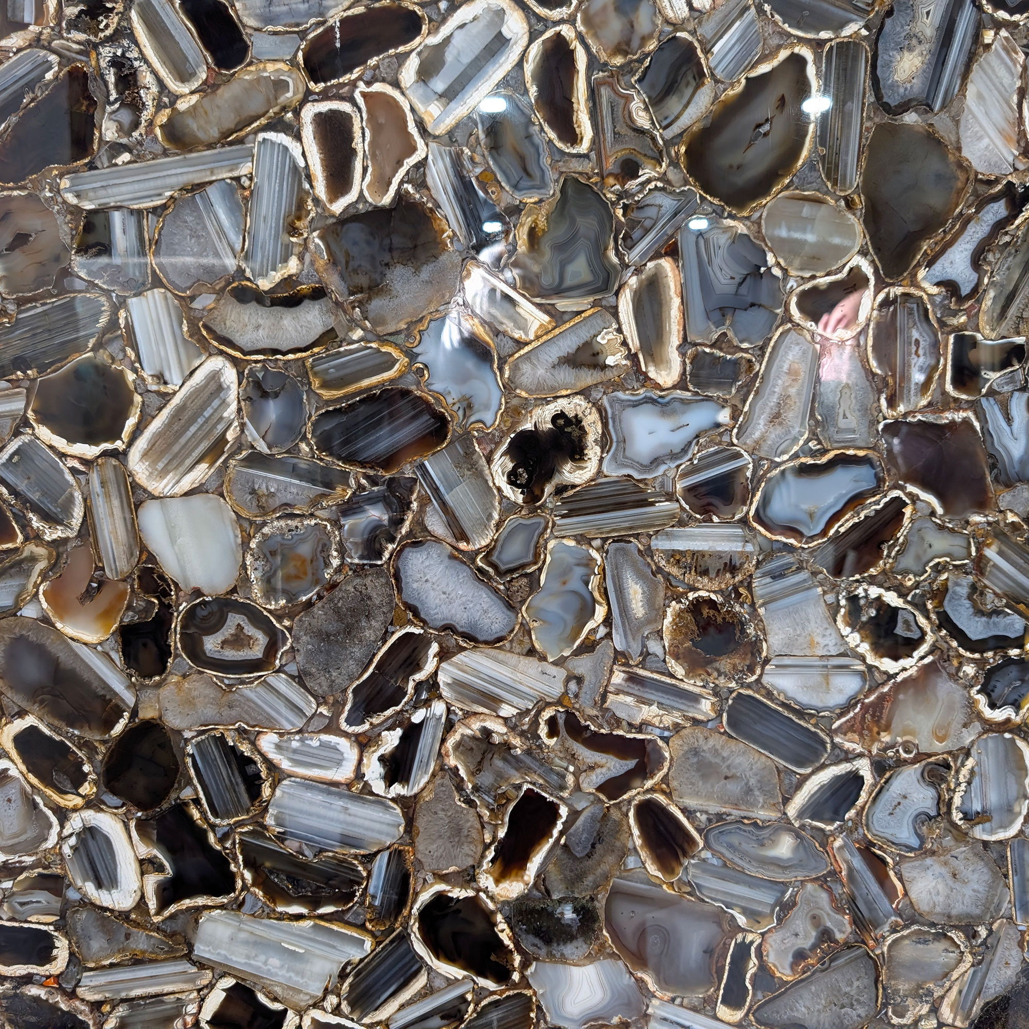 Close up of agate-style work surface