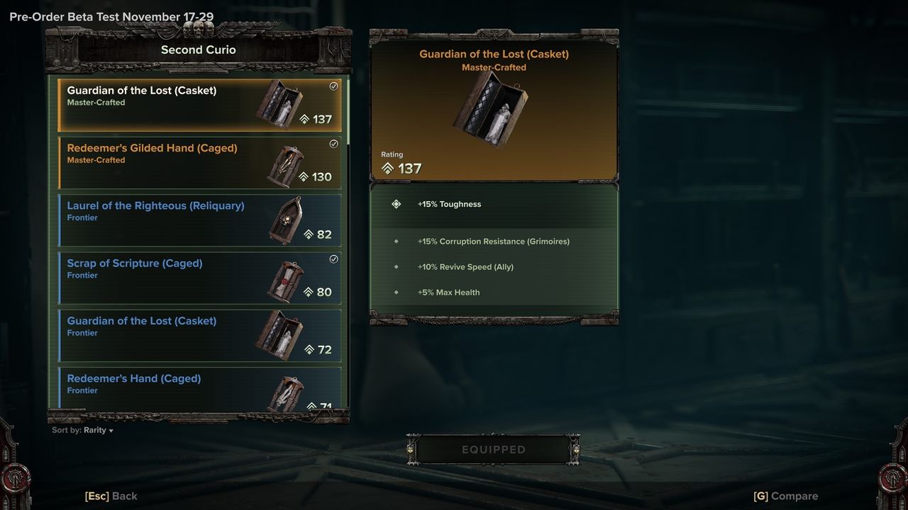 Darktide Zealot build - an orange rarity curio