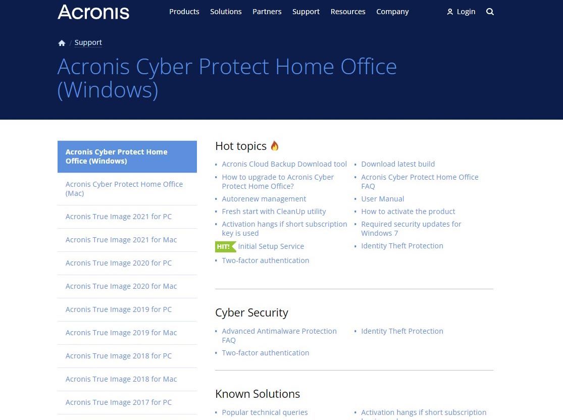 Acronis Cyber Protect Home Office app screen shot