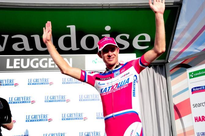 Stage 5 winner Alexander Kristoff (Katusha) steps onto the podium