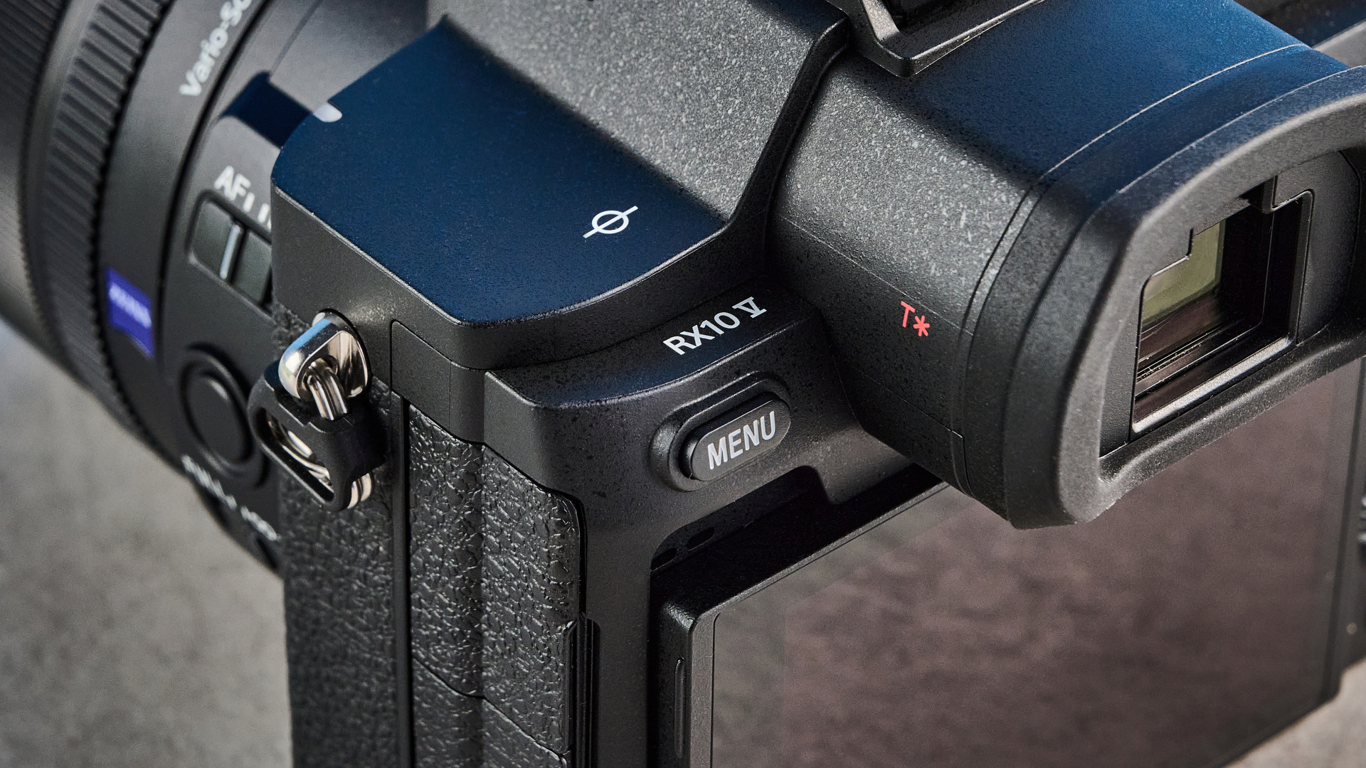 A black Sony RX10 V bridge camera