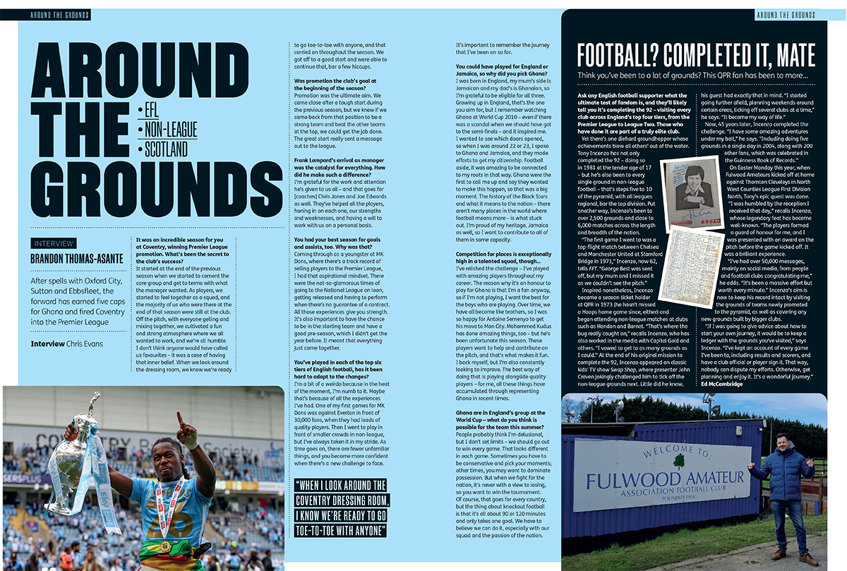Pages from the July 2026 issue of FourFourTwo magazine
