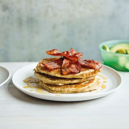Dairy Free Spelt Pancakes with Bacon and Avocado