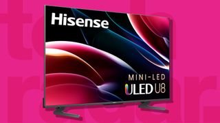 one of the best TVs under £1000 against a pink techradar background