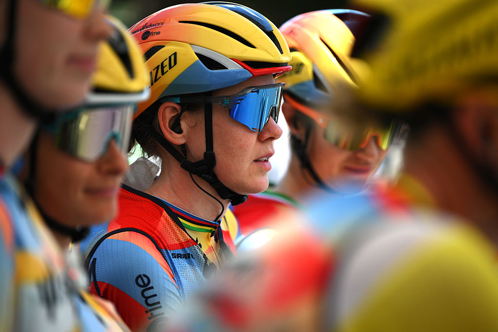 AIGLE, SWITZERLAND - AUGUST 02: Anna van der Breggen of Netherlands and Team SD Worx - Protime prior to the 5th Tour de France Femmes 2026, Stage 2 a 147.9km stage from Aigle to Geneva / #UCIWWT / on August 02, 2026 in Aigle, Switzerland. (Photo by Alex Broadway/Getty Images)