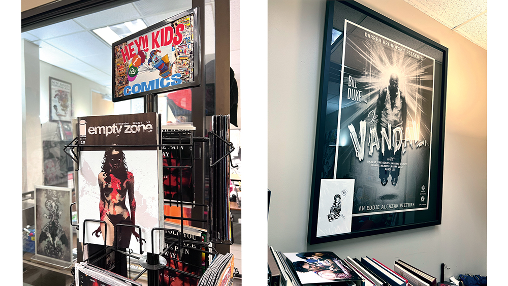Comics and artwork in an art studio