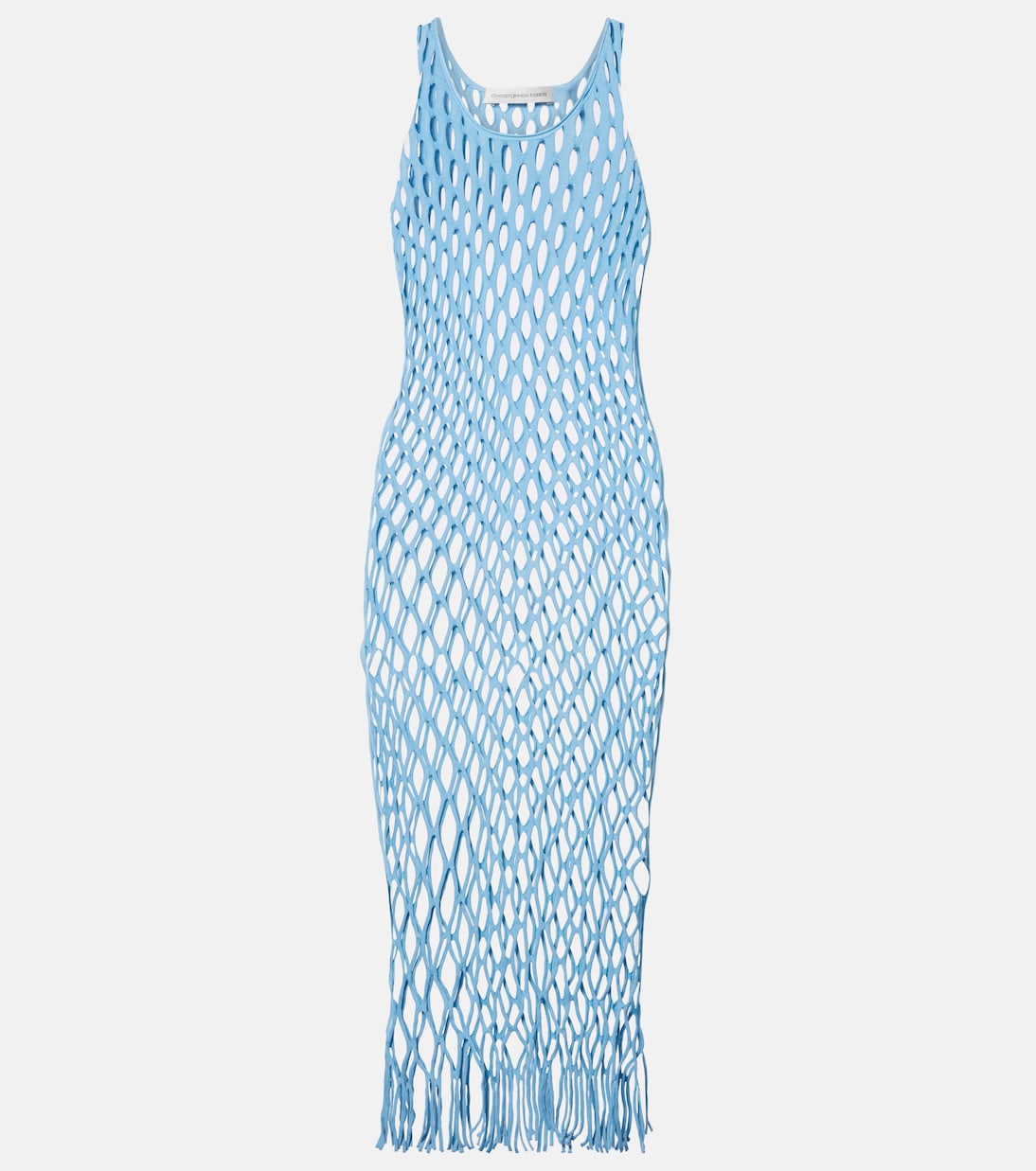 Knitted Mesh Beach Dress in Blue - Christopher Esber
