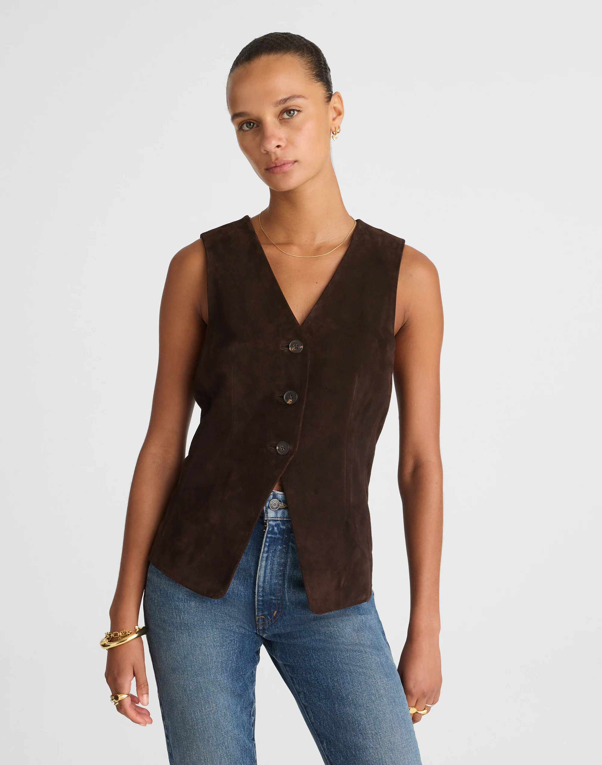 Cutaway Vest in Suede