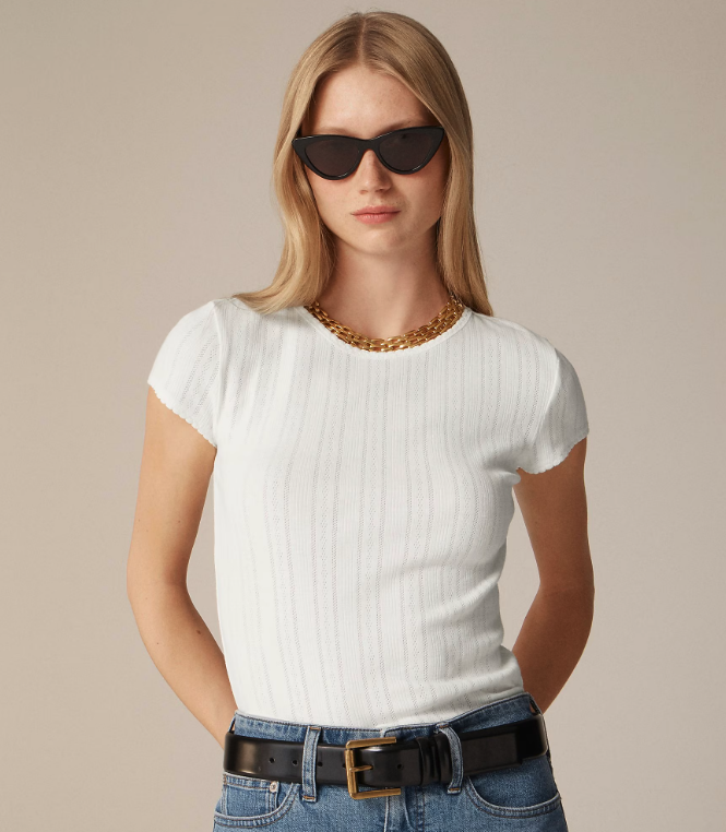 J.Crew, Pointelle Short-Sleeve T-Shirt