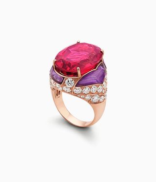 Bulgari pink and purple stones ring