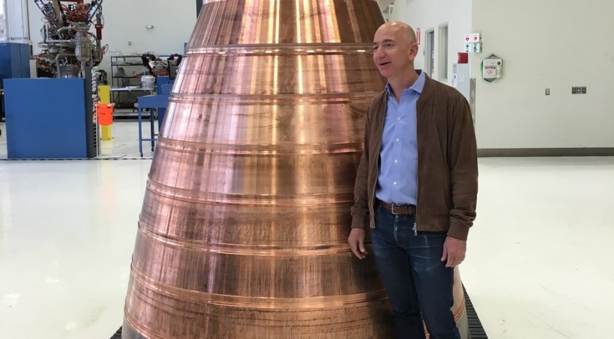 Bezos with BE-4 Engine Nozzle