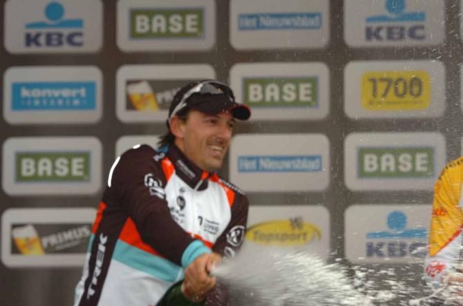 Fabian Cancellara (RadioShack-Leopard) celebrates his Tour of Flanders victory