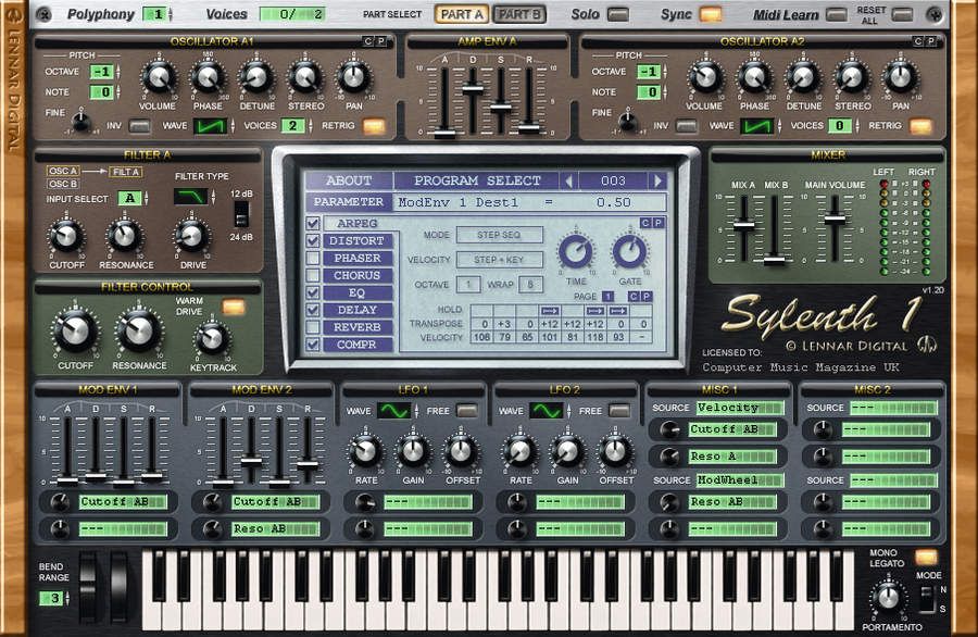 The faux LCD display in the centre of the GUI houses the effects settings.