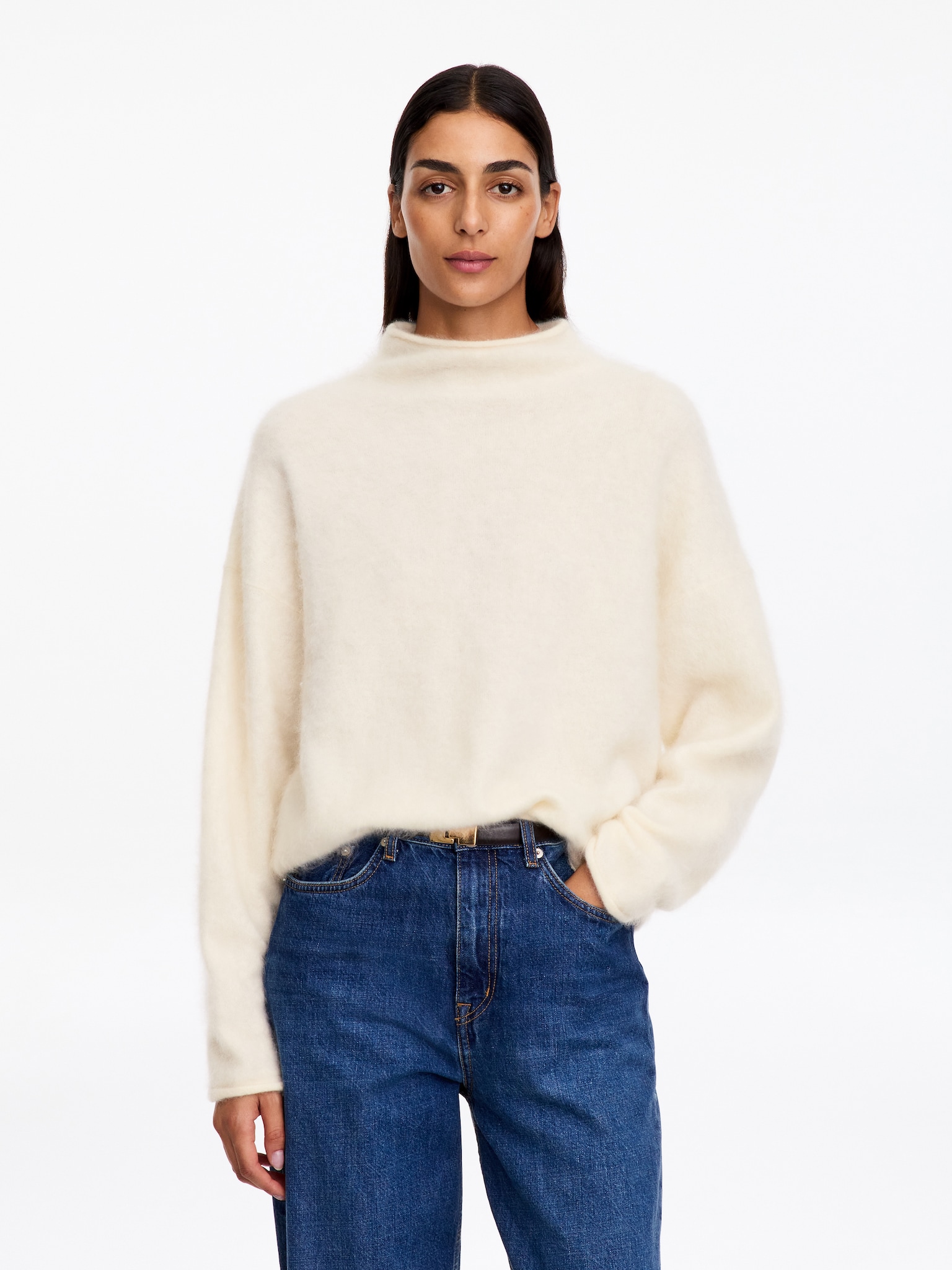 Brushed Cashmere Roll-Neck Jumper