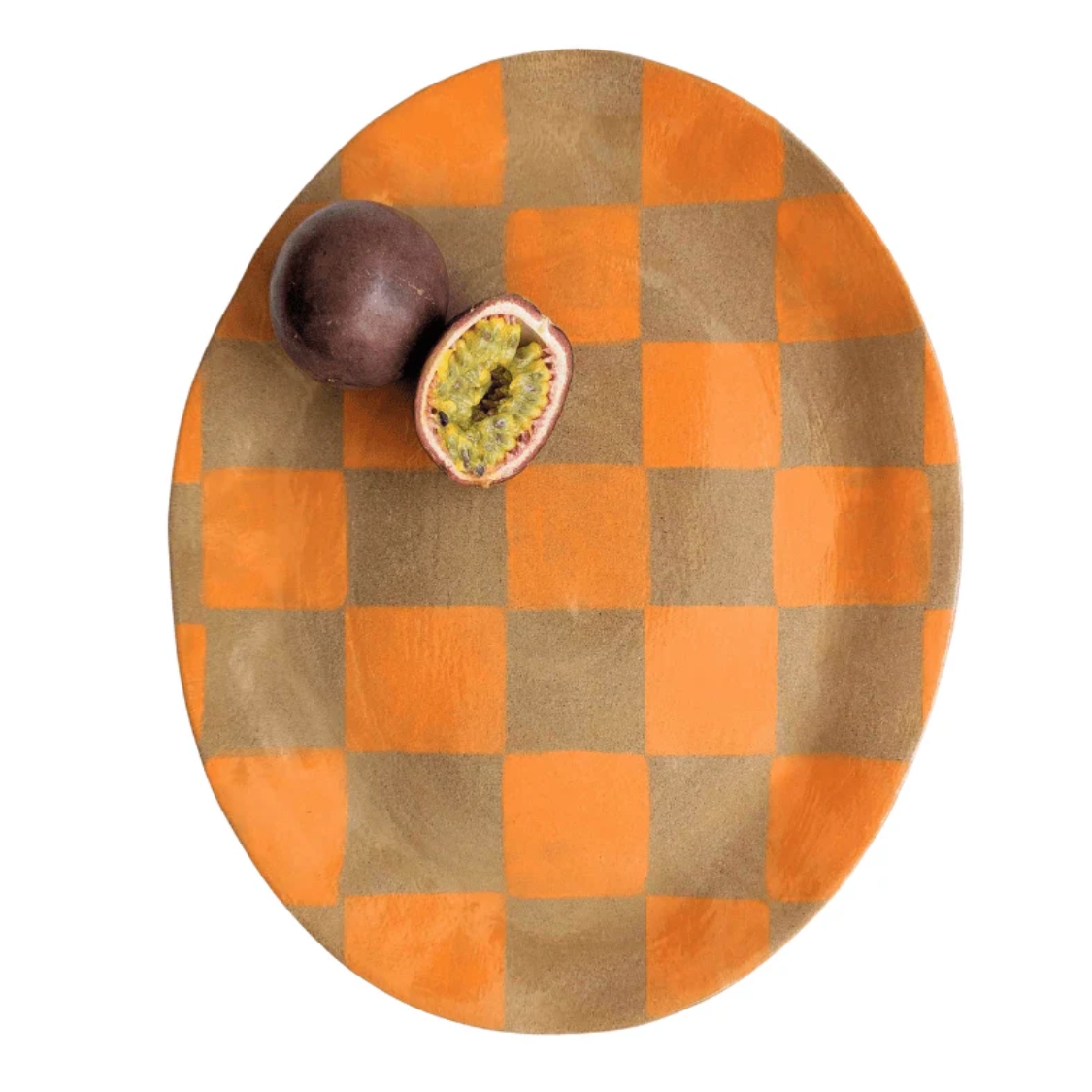 Orange Check Serving Platter