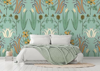 Green Art Nouveau Wallpaper Canvas Print for Sale by GildedMagnolia