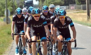 Team Sky, led by Chris Froome and Richie Porte, head out for a relatively short 50km ride just outside of Vaucluse during the Tour's second rest day